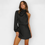 Asimetrinė Satino Suknelė