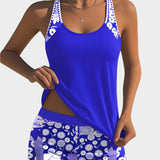 Patogus Dviejų Dalių Maudymosi Kostiumėlis su Gėlių Raštu