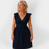 Įspūdingas suknelė su pūstomis rankovėmis