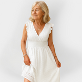 Įspūdingas suknelė su pūstomis rankovėmis