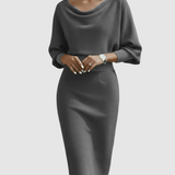 Liora – Elegantiška midi suknelė su drapiruotėmis