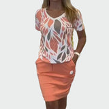 Stilingas Komplektas su Raštu ir Elegantiška Sijonu