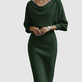 Liora – Elegantiška midi suknelė su drapiruotėmis