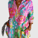 Anica - Vintage Marškiniai su Gėlių Raštu