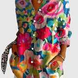 Anica - Vintage Marškiniai su Gėlių Raštu