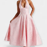 Minkštas Suknelė su Atvira Nugarą ir Korseto Dizainu