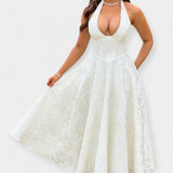 Minkštas Suknelė su Atvira Nugarą ir Korseto Dizainu