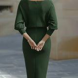 Liora – Elegantiška midi suknelė su drapiruotėmis