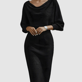 Liora – Elegantiška midi suknelė su drapiruotėmis