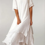 Maja Suknelė su Elegantiškais Volanais