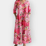 Gėlių Suknelė su Plazdančia Šiluetu