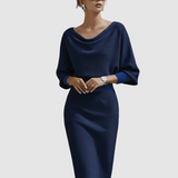 Liora – Elegantiška midi suknelė su drapiruotėmis